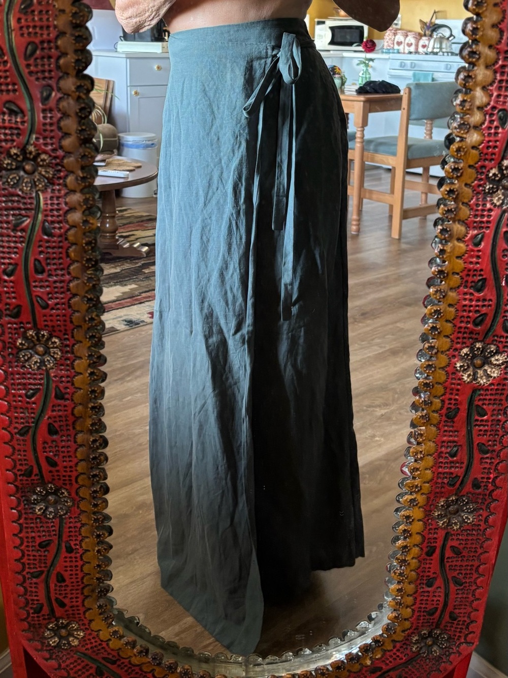 Veiled NY sage linen blend maxi wrap skirt Sz S New - Picture 8 of 10